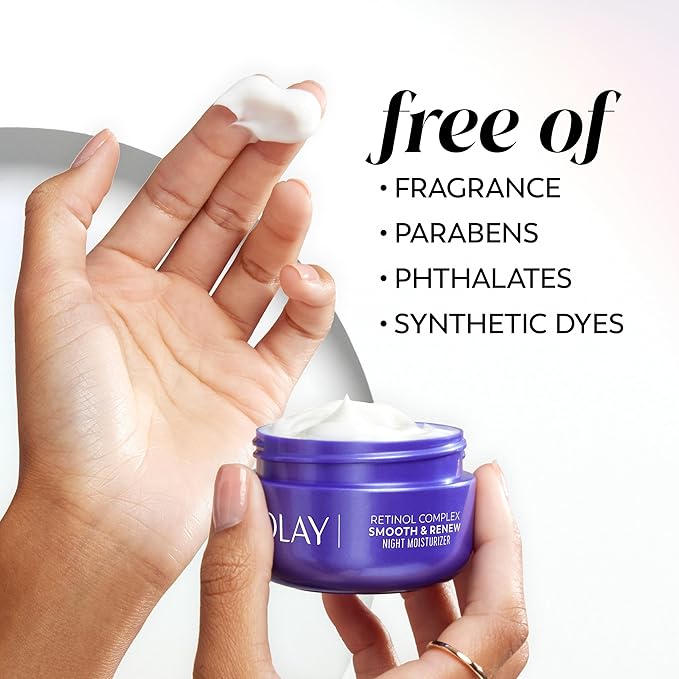 Olay Retinol Face Moisturizer, Smooth & Renew Cream for Women, Fragrance-Free - Anti-Aging, Anti-Wrinkle, Smooth Fine Lines, Tightening, Brightening - Recyclable Sustainable Eco Jar, Non-Greasy, 2 Oz-Velvo Beauty