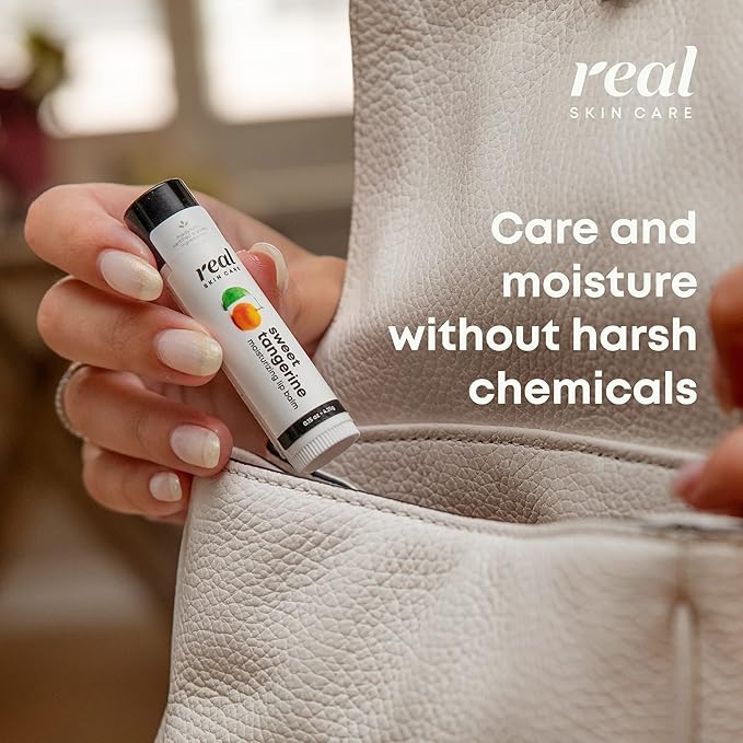 Organic Lip Balm With Coconut Oil | Handmade In the USA | Sweet Tangerine 4-Pack | Natural Lip Balm | Coconut Oil Lip Balm for Dry & Cracked Lips | Beeswax Lip Balm | 4 Lip Balm Pack-Velvo Beauty