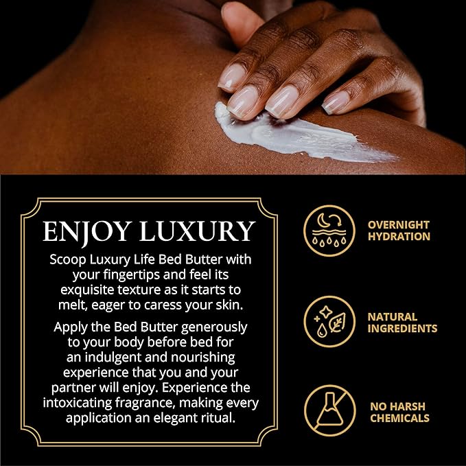 LUXURY LIFE Bed Butter - Irresistibly Fragranced Mood-Enticing Butter Infused with Hyaluronic Acid. Extra Rich Calming Nighttime Moisturizer for Sensual Stimulating Experience (Island Passion, 8 oz)-Velvo Beauty