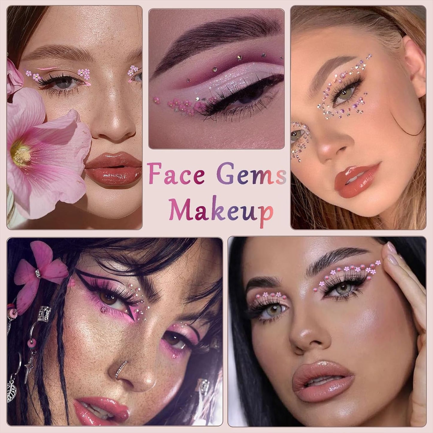 Flatback Nail Art Rhinestones Flower Nail Charms with AB Rhinestones Glue Gel Pink Nail Supplies Accessories Gems Resin Rhinestones for Bedazzling Crafting & Women Nails Design Decor-Velvo Beauty