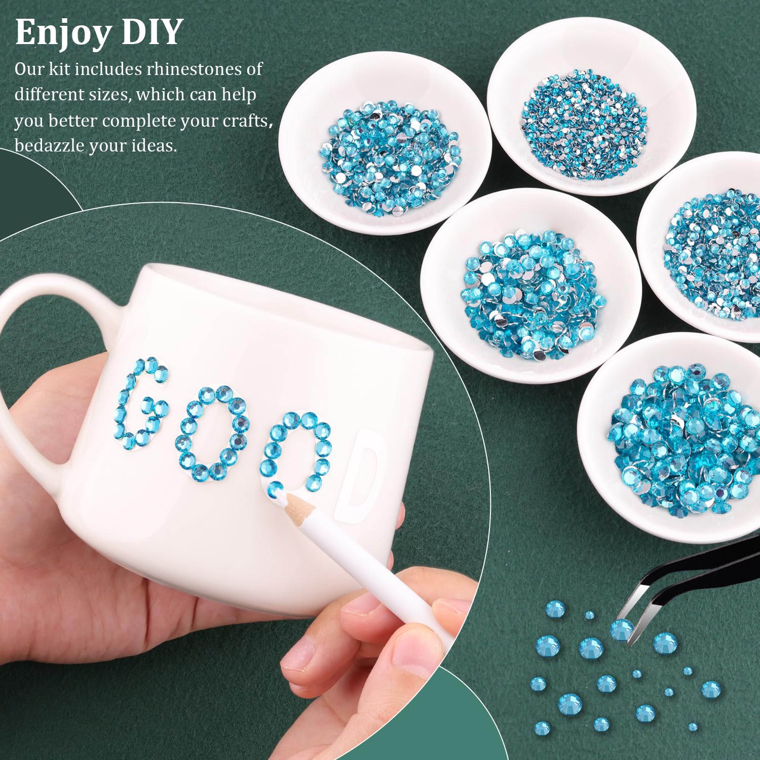 Resin Rhinestones for Crafting with B7000 Jewelry Glue, 2 Boxes Indicolite Flatback Crystals with 3Pcs 10ml Glue for Bedazzling Crafts DIY Nail Art Makeup，Non Hotfix Gems for Clothing Shoes-Velvo Beauty