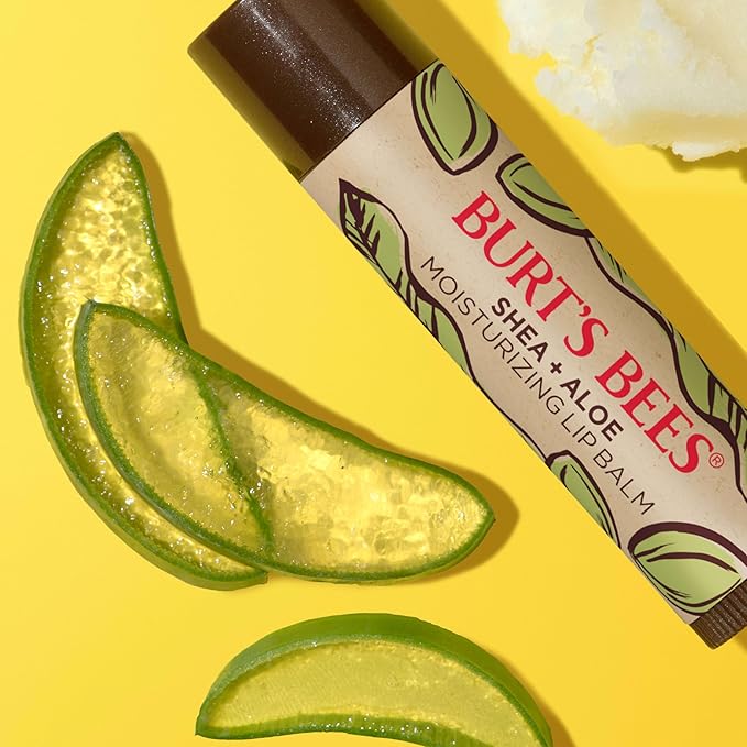 Burt's Bees Lip Balm Mothers Day Gifts for Mom - Shea and Aloe Lip Moisturizer With Responsibly Sourced Beeswax, Tint-Free, Natural Origin Conditioning Lip Treatment, 4 Tubes, 0.15 oz.-Velvo Beauty
