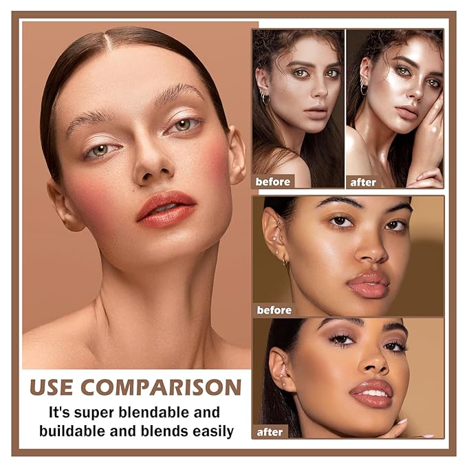 3PCS Cream Contour Stick Makeup Kit Face Highlighter Bronzer Blush Stick Long Lasting Illuminator Highlighters Makeup Stick for All Skin Tones(02 Champagne Gold+05 Rugosa Rose+06 Espresso)-Velvo Beauty