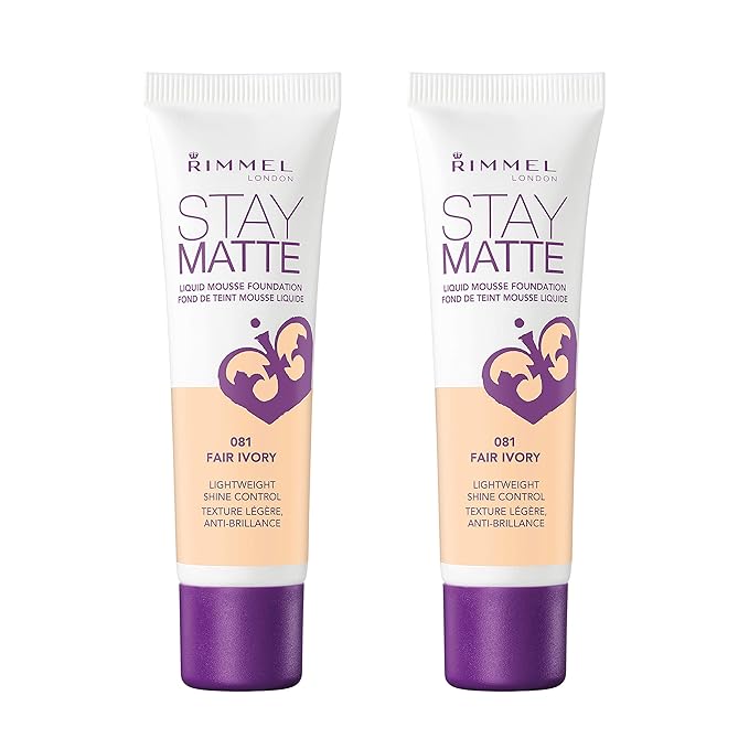 Rimmel, Stay Matte Foundation, Fair Ivory 2 Count (Pack of 1)(packaging may vary)-Velvo Beauty