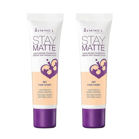 Rimmel, Stay Matte Foundation, Fair Ivory 2 Count (Pack of 1)(packaging may vary)-Velvo Beauty