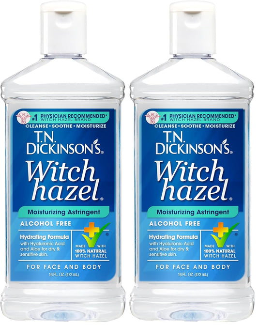 T.N. Dickinson's Witch Hazel Alcohol-Free Moisturizing Astringent, Made with 100% Natural Witch Hazel 16 oz (Pack of 2)-Velvo Beauty