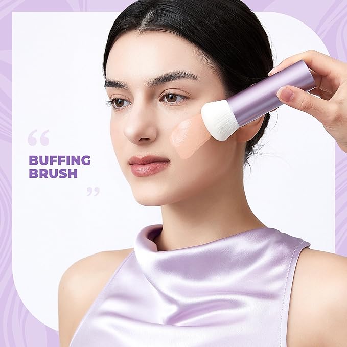 Jessup Professional Foundation Brush for Liquid, Cream and Powder, Large Dense Face Makeup Brush for Natural Flawless Finish, Luxury Purple AS004-Velvo Beauty