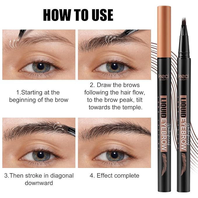 Eyebrow Pen, Angled Brow Brush,Eyebrow Pencils for Women,Natural Brow Pen,Hair-Like Strokes, 24hrs Long-Lasting,Waterproof, Smudge-Proof,Easy to Use, Multiple Uses,Gifts for Her,Chocolate-Velvo Beauty
