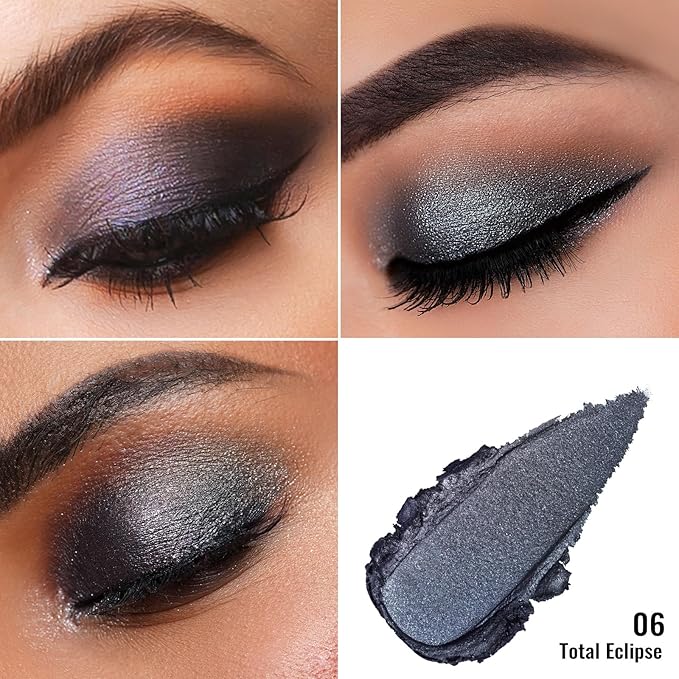 Oulac Grey Cream Eyeshadow, Waterproof Highly Pigmented Glitter Eye Shadow with Moisturizing Formula, Extremely Soft Creamy Texture, Easy to Blend, Large Capacity,.(06)-Velvo Beauty
