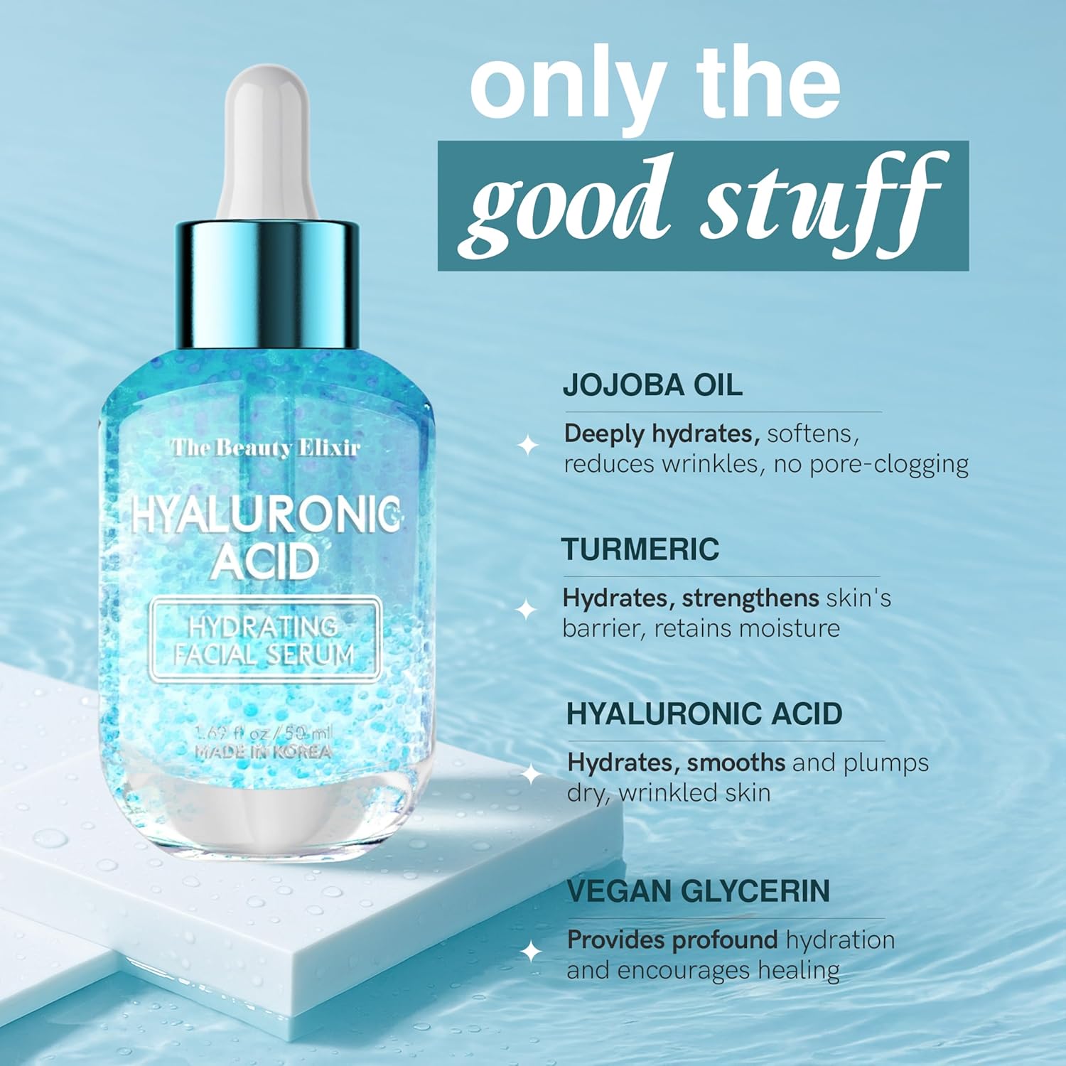 Hyaluronic Acid Serum For Face - Ultra Hydrating, Restores, Smooths & Reduces Wrinkles - Dermatologist Tested, Natural Ingredients, Clean Beauty - Korean Skin Care - 1.69 Fl. Oz-Velvo Beauty