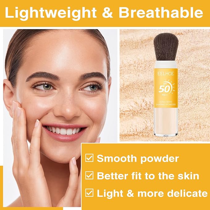 Mineral Sunscreen Setting Powder, SPF 50, Translucent Mineral Brush Powder, Long-Lasting Lightweight Breathable, Natural Matte Finish, Oil Control for All Skin Types-Velvo Beauty