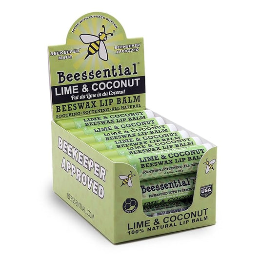 Beessential Natural Bulk Lip Balm, Coconut Lime, 18 Pack | For Men, Women, and Children. Great for Gifts, Showers, & More-Velvo Beauty