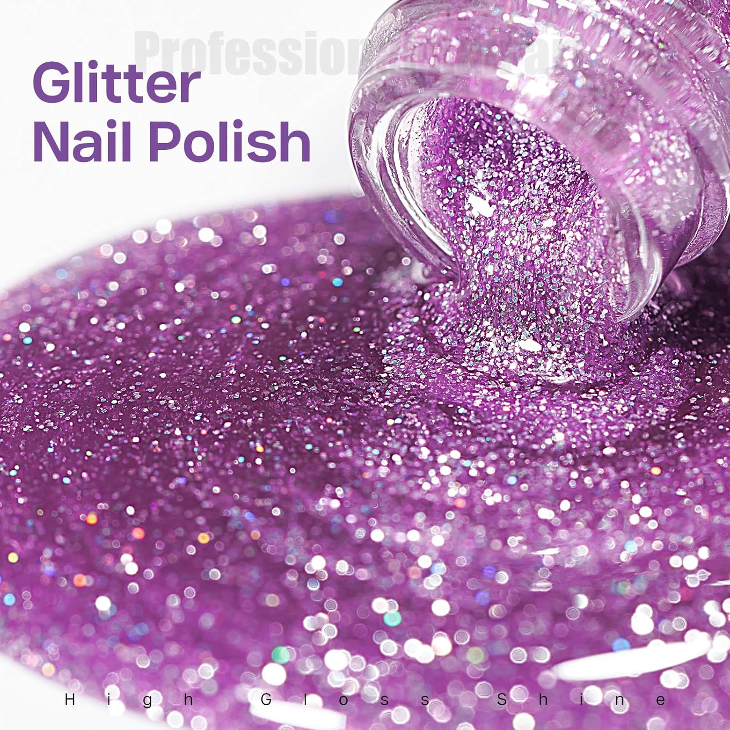 MIZHSE Quick Dry Glitter Purple Nail Polish, Shimmery Nail Polish Air Drying Fast, 15ml High Glossy Sparkly Shiny Nail Art Salon Manicure Home-Velvo Beauty