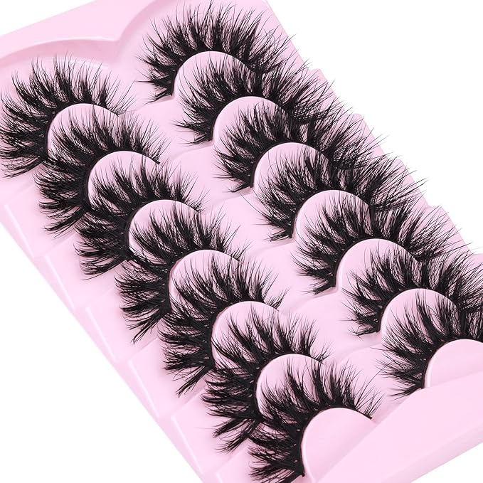 Lashes Flat Faux Mink Eyelashes 20mm Long False Eyelashes Dramatic Cat Eye Eyelashes Wispy 3D Crossed Thick Fox Eyelashes Extensions Strip Lashes Pack by Kiromiro-Velvo Beauty