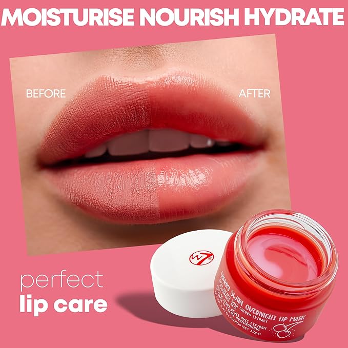 W7 Sweet Dreams Overnight Cherry Swirl Lip Mask - Cherry Extract & Hyaluronic Acid - For Hydrated, Full Looking & Irresistible Lips-Velvo Beauty