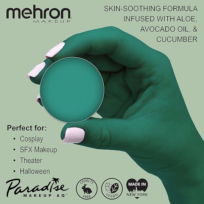 Mehron Makeup Paradise Makeup AQ Refill Size | Stage & Screen, Face & Body Painting, Beauty, Cosplay, and Halloween | Water Activated Face Paint, Body Paint, Cosplay Makeup .25 oz (7 ml) (Deep Sea)-Velvo Beauty