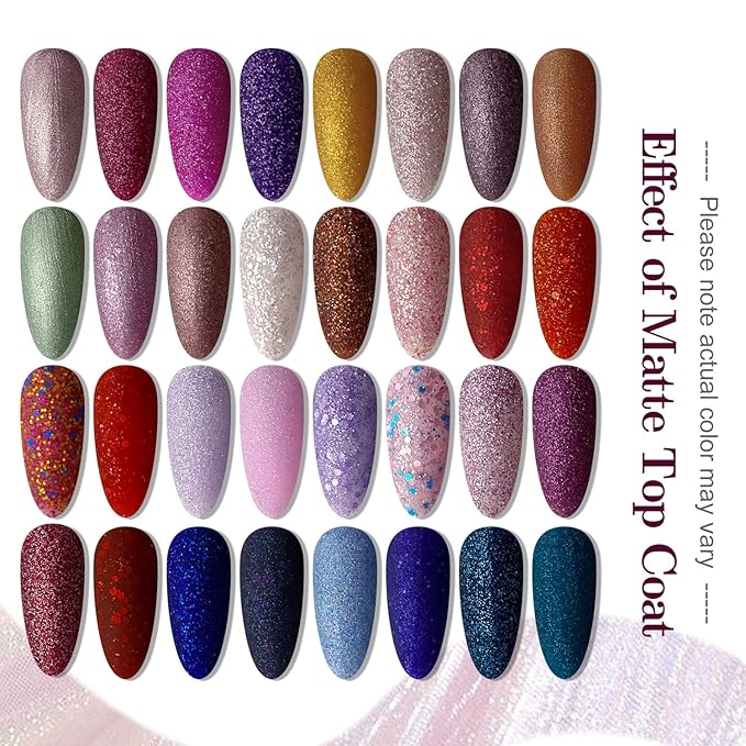 JODSONE Gel Nail Polish Shiny High Gloss Surface Strengthening Glitter Minimalistic Artistic Creation Starter Set 36 Pieces-Velvo Beauty