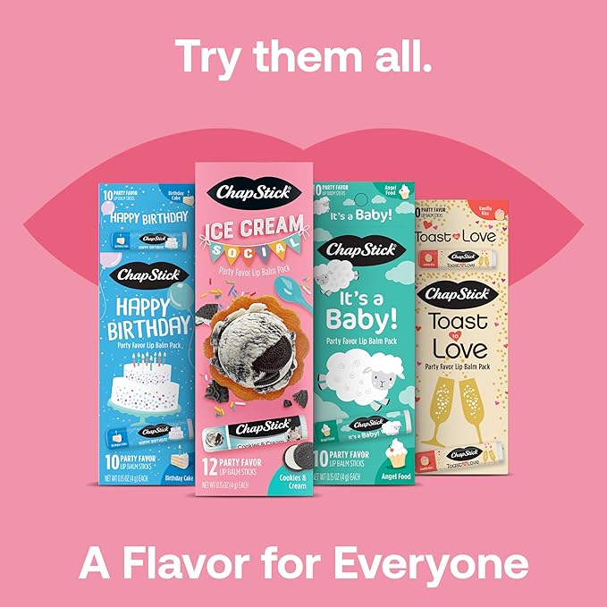 ChapStick Ice Cream Social, Party Favor Lip Balm Pack - Cookies & Cream - 0.15 Oz x 12 Sticks-Velvo Beauty