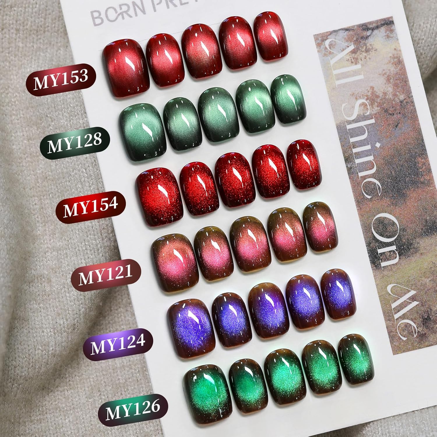 Born Pretty 15ML Cat Magnetic Eye Gel Polish, Pink Brown Gel Nail Polish Fall Winter Cat Holographic Magnetic Nail Polish Nail Art Manicure Salon DIY at Home-Velvo Beauty