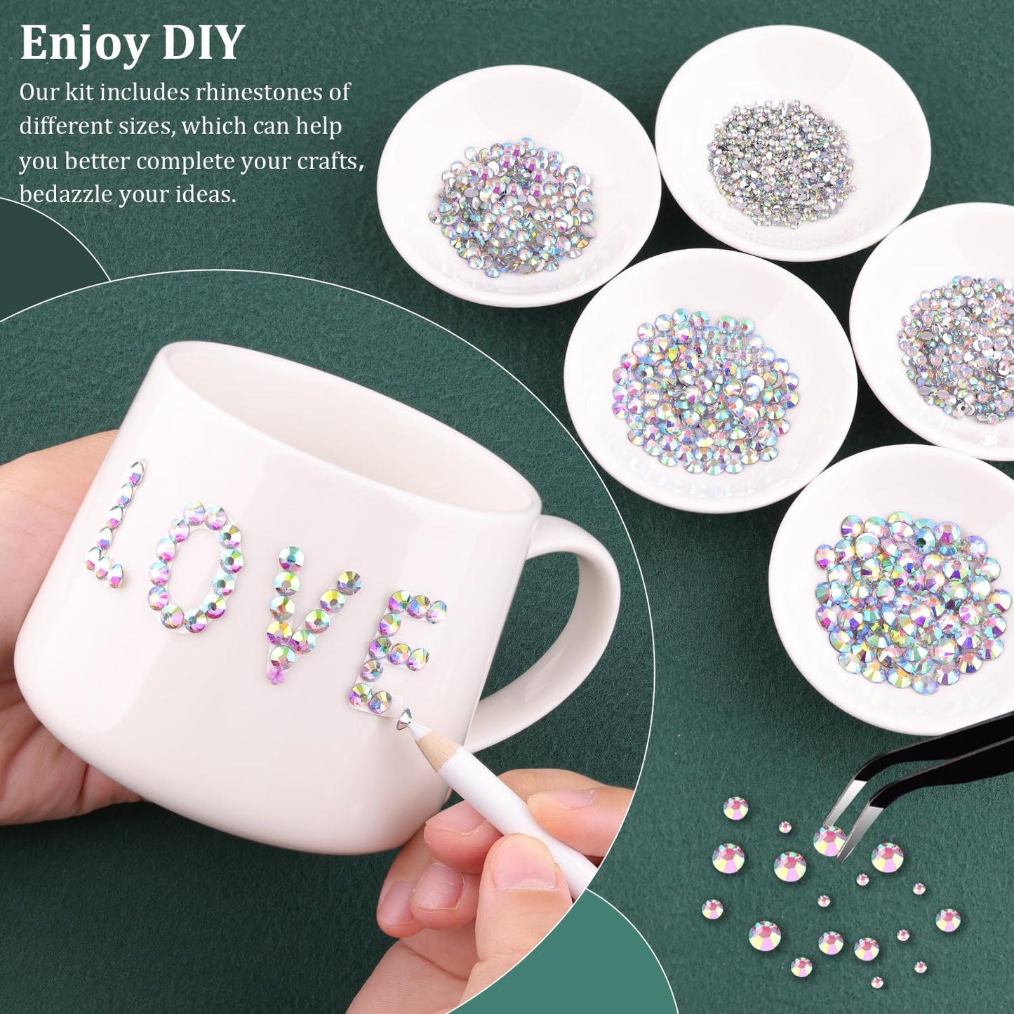 Resin Rhinestones for Crafting with B7000 Jewelry Glue, 1 Box AB Flatback Crystals with 3Pcs 10ml Glue for Bedazzling Crafts DIY Nail Art Makeup，Non Hotfix Gems for Clothing Shoes-Velvo Beauty