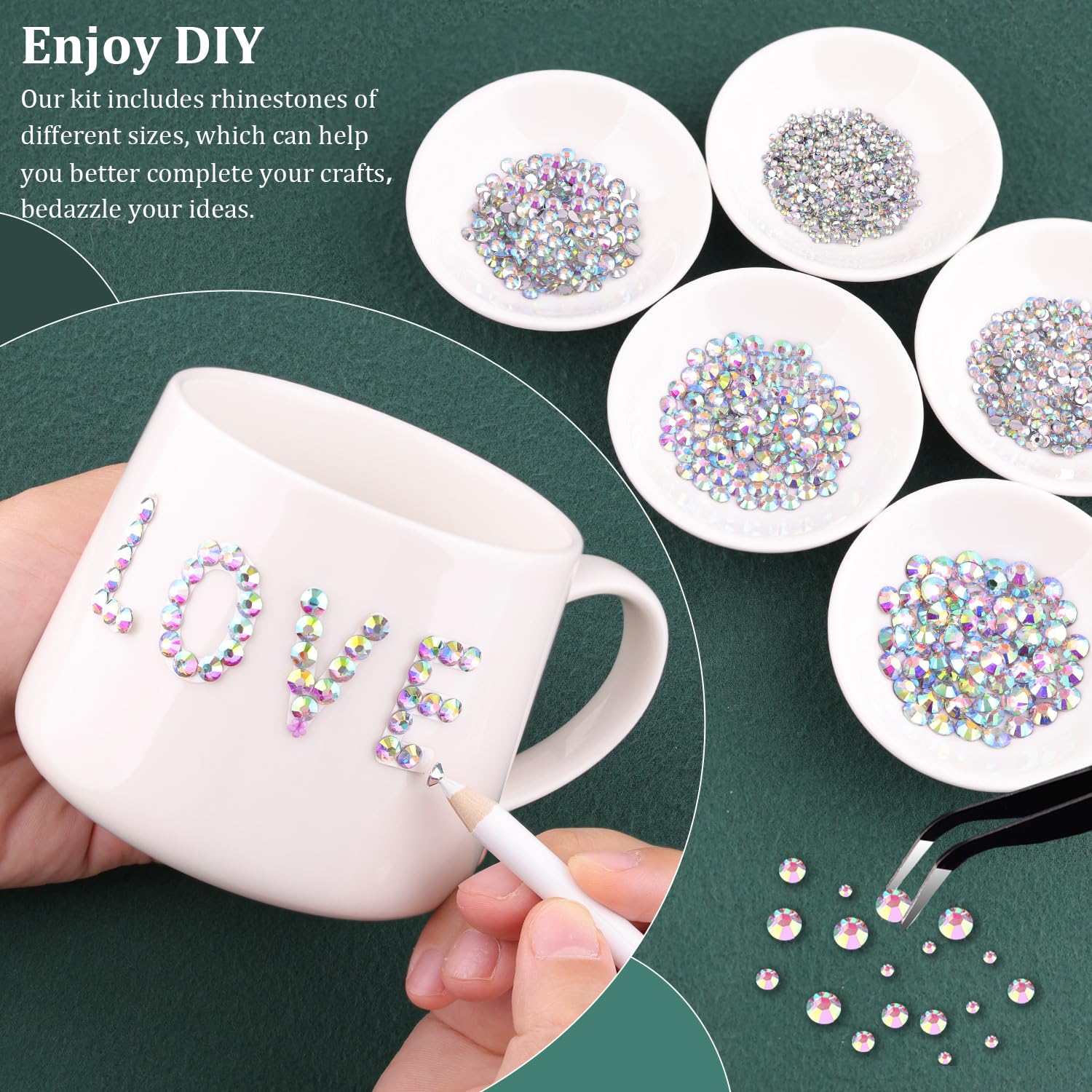 Resin Rhinestones for Crafting with B7000 Jewelry Glue, 1 Box AB Flatback Crystals with 3Pcs 10ml Glue for Bedazzling Crafts DIY Nail Art Makeup，Non Hotfix Gems for Clothing Shoes-Velvo Beauty