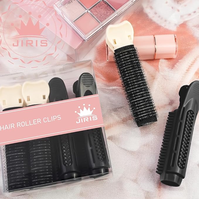 4PCS Volumizing Hair Clips for Root Lift & Volume - Instant Bangs Roller Clips for Effortless Curls & Lift - Velcro Rollers For Hair - Hair Rollers For Women - Black-Velvo Beauty