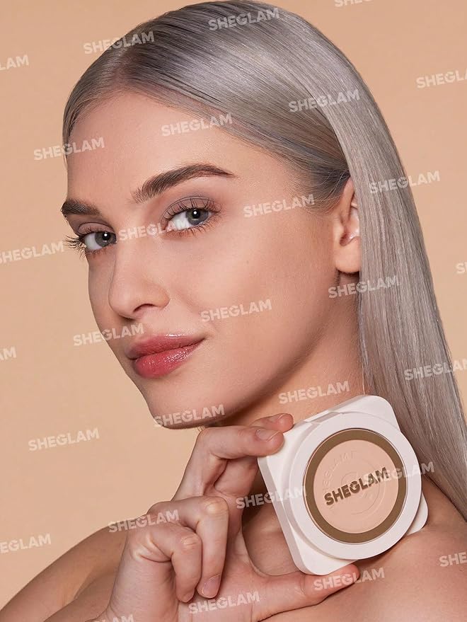 SHEGLAM SKin-Focus Full Coverage Powder Foundation Oil-Control Lightweight Face Pressed Powder Makeup-Buttercream-Velvo Beauty