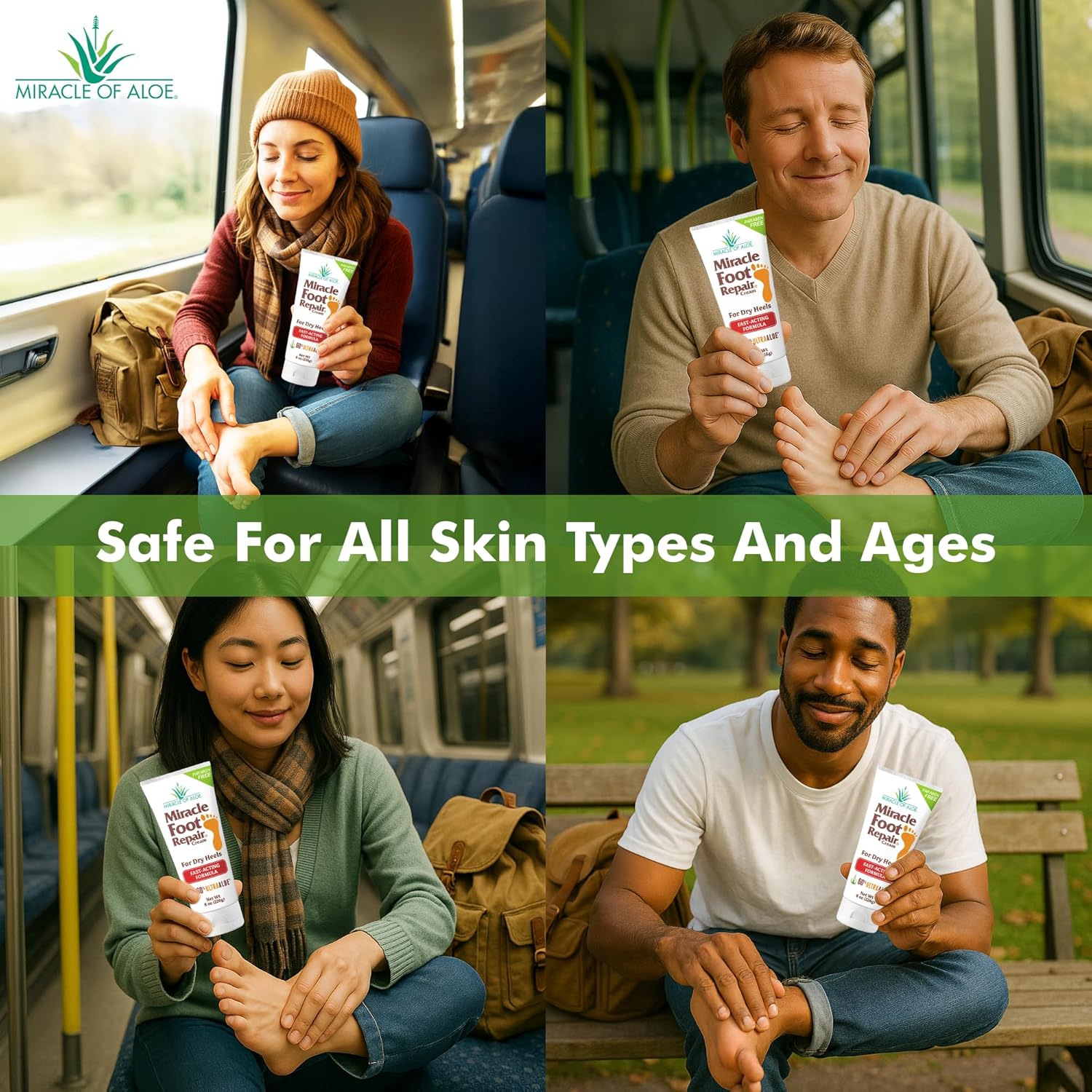 Miracle Foot Repair Cream (8 oz & 1 oz) Repairs Dry Cracked Heels and Feet, 60% Pure UltraAloe Moisturizes, Softens, and Repairs-Velvo Beauty