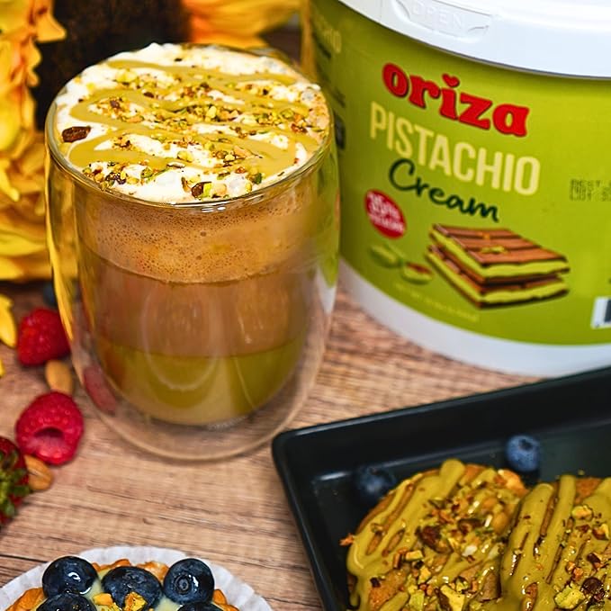 Oriza Pistachio Cream, 10lbs Pail (Pack of 2) – Premium Bakery Spread with 35% Pistachios, Palm Oil Free, Non-GMO – Ideal for Pastries, Gelato, Cakes & Dessert Filling-Velvo Beauty