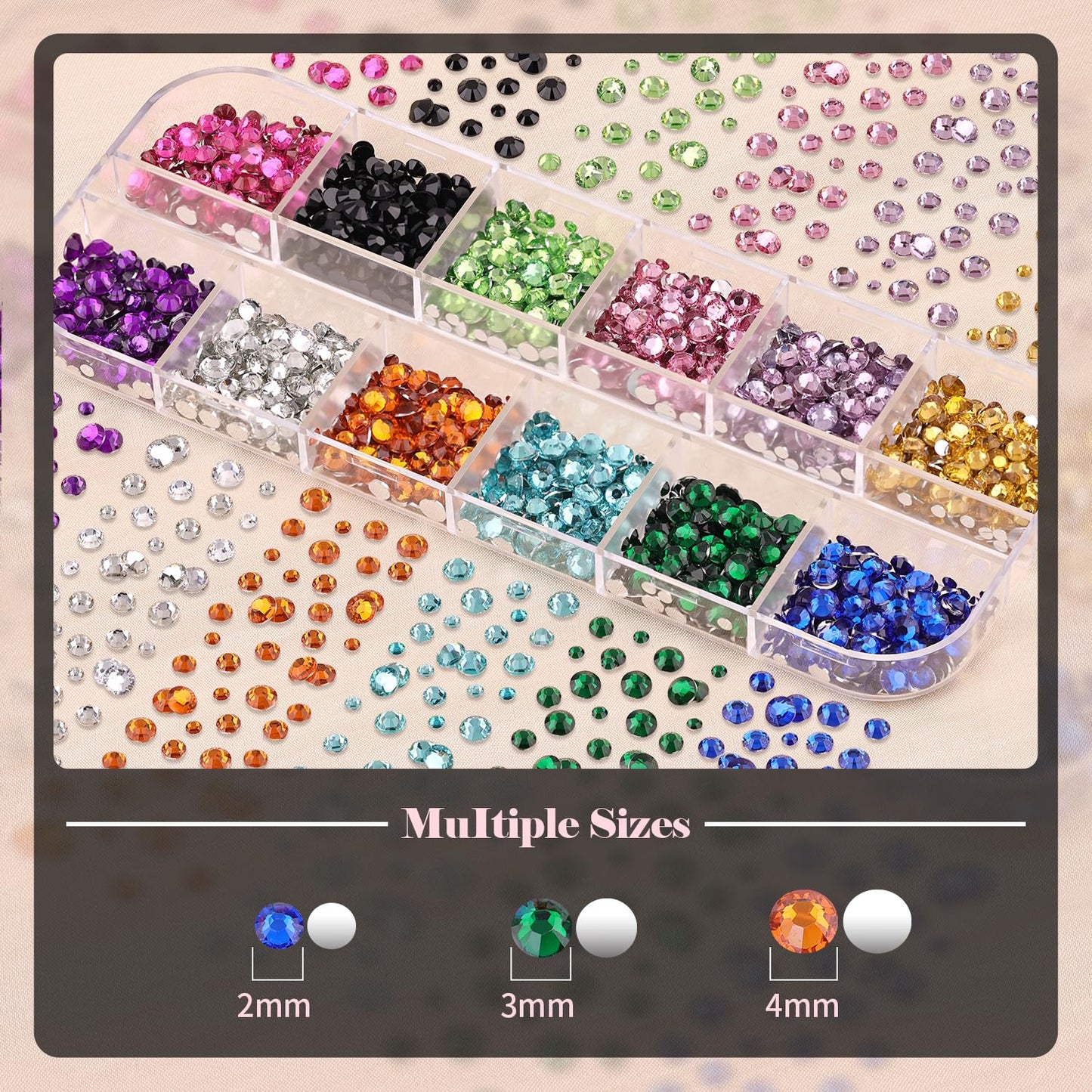 Nail Art Rhinestone Glue Gel&2 Boxes Flatback Gems Kit, 1 Tube of 15ml Rhinestone Gel Glue+Colorful Gems+Flat Back Round Glass Crystal AB&Clear Gemstones with Pickup Tools-Velvo Beauty