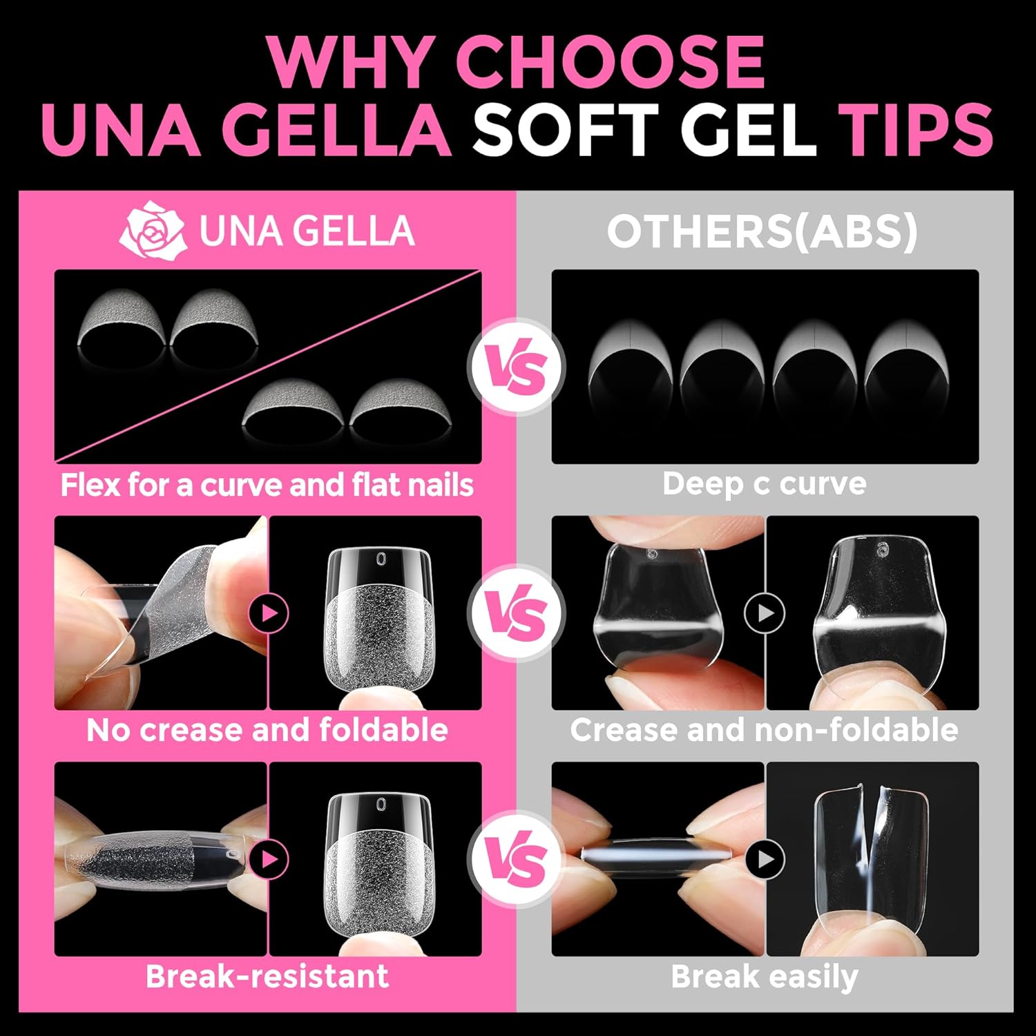 UNA GELLA Extra Short Square Nail Tips XS 216pcs Pre-shape Extra Short Square Press on Nails Gel Tips Full Cover Acrylic Nails False Nails For DIY Salon 12 Sizes-Velvo Beauty