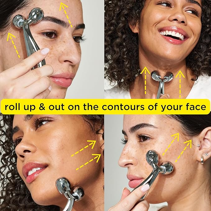 Pacifica Future Youth Stainless Steel Face Roller – Cooling Dual Gua Sha Facial Massager for Sculpting, Contouring & De-Puffing – Anti-Aging Skin Care Tool for Wrinkles & Fine Lines Lymphatic Drainage-Velvo Beauty