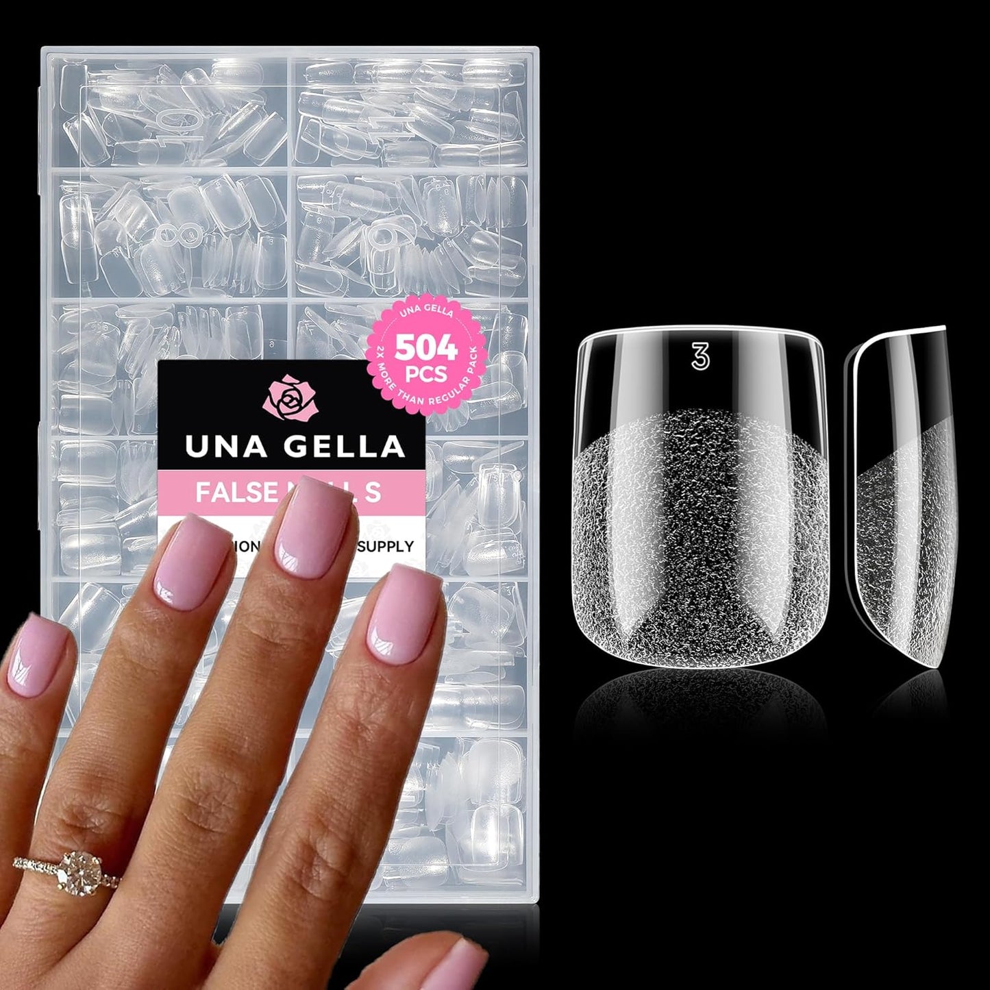 UNA GELLA Extra Short Nail Tips: 504pcs Square Fake Nails Pre-shape XS Short Square Press on Nails Gel Tips Full Cover Acrylic Nails False Nails for DIY Salon 12 Sizes-Velvo Beauty