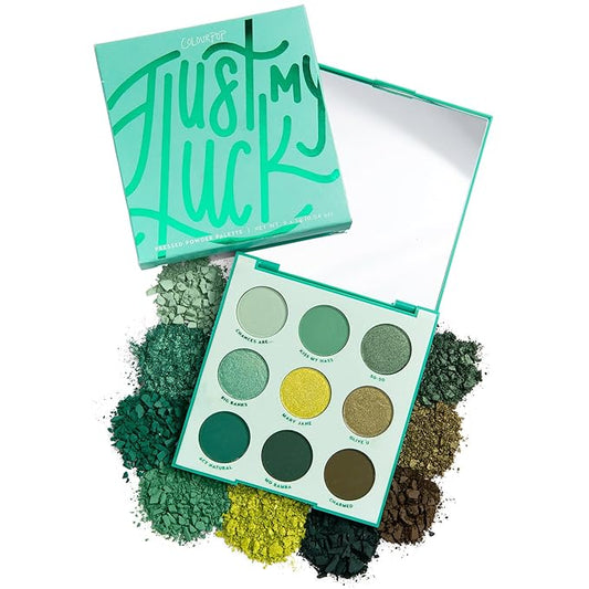 Colourpop Just My Luck Green Eyeshadow Palette - Green & Neutral Eyeshadow Palette with Matte & Metallic Finishes - High-Pigment Eye Makeup with a Long-Wearing Formula (0.3 oz)-Velvo Beauty