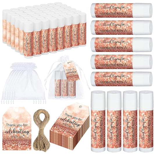 Dunzy 50 Pack Bridal Shower Favors Gifts Bulk Lip Balms Wedding Bachelorette Favors Baby Shower Favors Prizes Souvenirs Thank You Appreciation Gifts for Guests Women Men Coworker Staff-Velvo Beauty