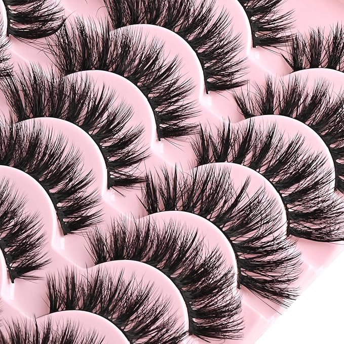 FARRED Cat Eye Lashes Fluffy False Eyelashes 14 Pairs Fake Eyelashes Natural Look Short Natural Lashes Cateye Lash Wispy Volume Eyelash Faux Mink Strip Lashes Pack for Daily Makeup (F27 | 9-17mm)-Velvo Beauty