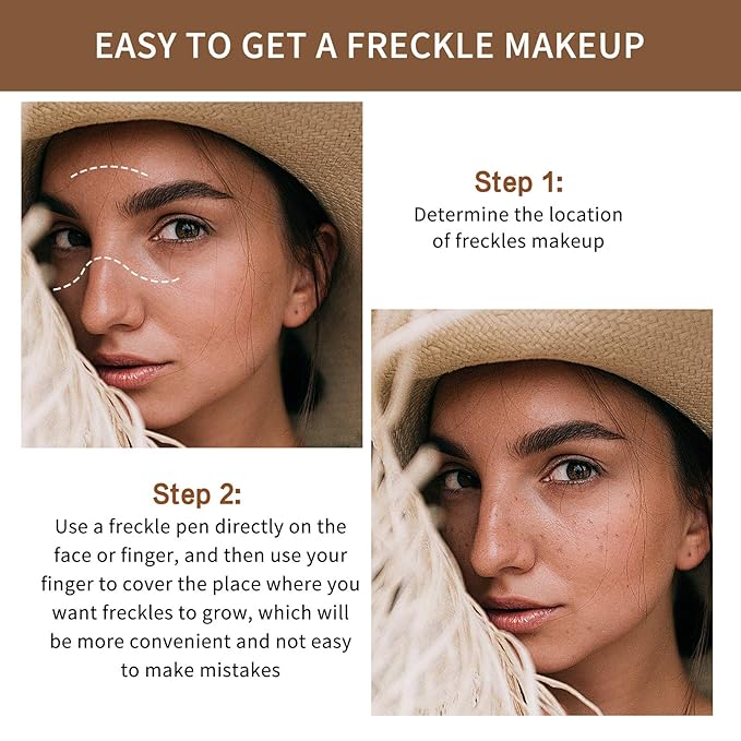 2 Pcs Freckle Pen Set, Natural Lifelike Fake Freckles Makeup Pen Magic Brown Color Freckles Makeup Tool Long-Lasting Waterproof Dot Spot Pen for Effortless Sunkissed Makeup (Dark Brown)-Velvo Beauty