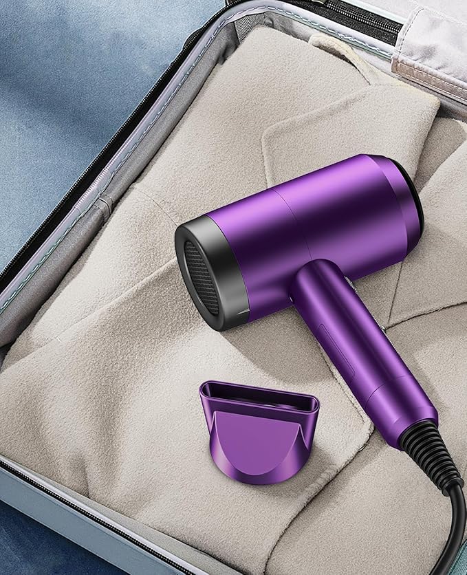 Hair Dryer with Diffuser, CONFU Ionic Blow Dryer 1600W, Portable Lightweight Fast Drying Negative Ion Hairdryer, 3 Heat Settings with Diffuser and Concentrator Nozzle for Home & Travel-Velvo Beauty