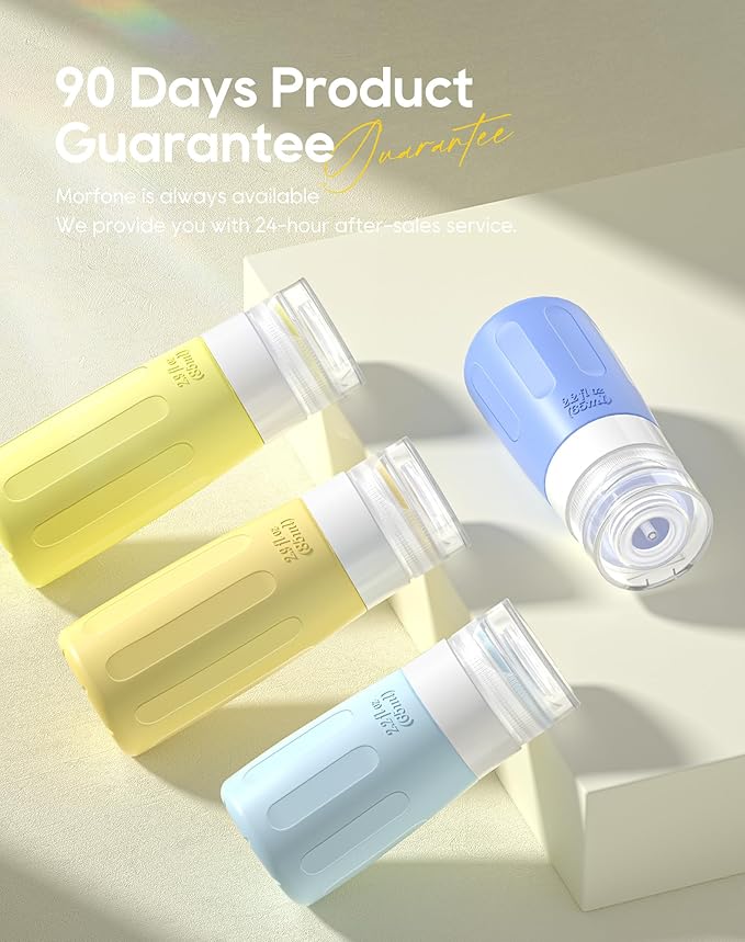 Morfone 16 Pack Silicone Travel Bottles Set for Toiletries TSA Approved Travel Containers Leakproof Squeezable Refillable Accessories 2oz 3oz for Shampoo Conditioner Lotion Liquids (Yellow Blue)-Velvo Beauty