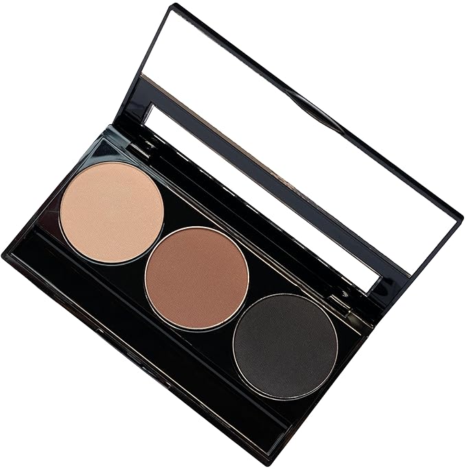 Matte Black, Medium Brown and Off White Vegan Eyeshadow Trio Palette; Talc, Paraben & Cruelty Free-Velvo Beauty