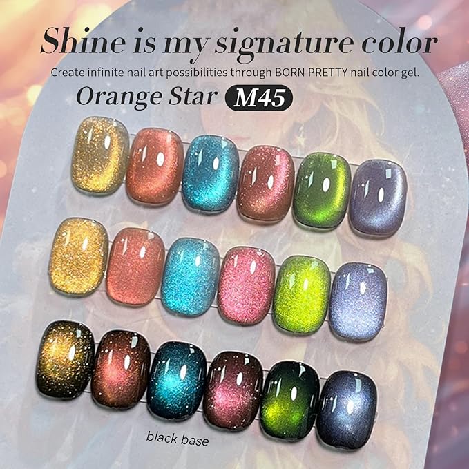 Born Pretty Magnetic Gel Nail Polish,Glitter Magnetic Gel Polish Shimmer Auroras Magnetic Gel Nail Art Manicure Kit 6PCS-Velvo Beauty