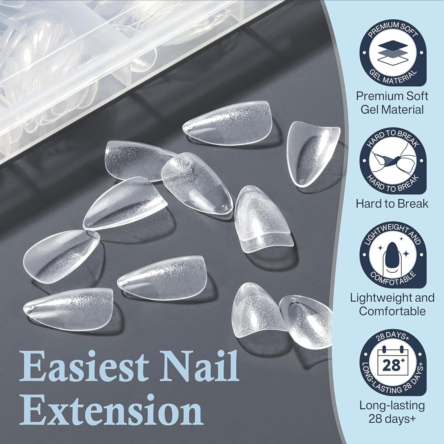 Short Almond Nail Tips: 504pcs Soft Gel Nail Tips Pre Etched Short Fake Nails, Half Matte Full Cover Clear Press on Nails for Nail Extension DIY Home, 12 Sizes Acrylic Gelly Tips-Velvo Beauty