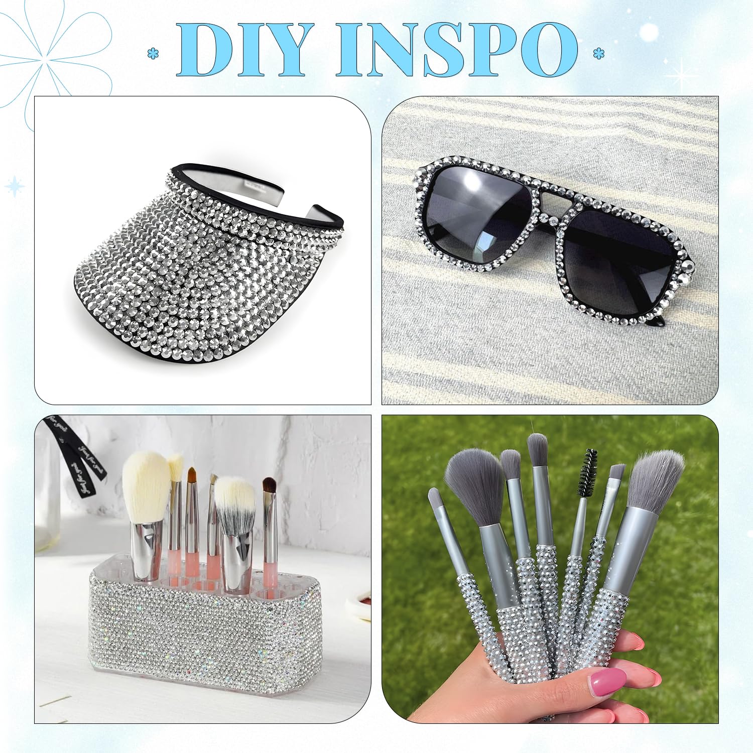 6000Pcs Resin Rhinestones for Bedazzling with 3Pcs B7000 Jewelry Glue, 1 Box Silver Flatback Rhinestones for Crafting Crafts DIY, Crystals Gems for Clothing Shoes Tumblers Nail Art Makeup-Velvo Beauty