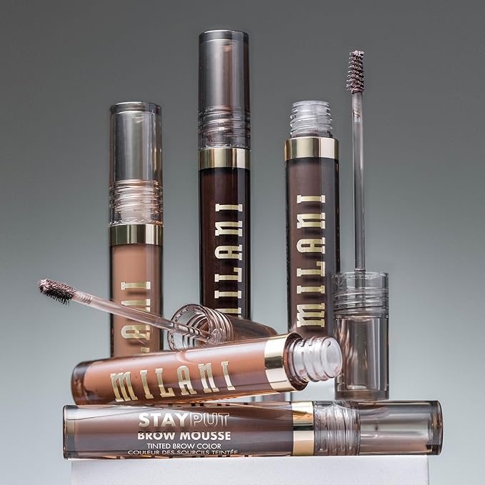 Milani Brow Tint- Stay Put Tinted Brow Mousse, Nourishing, High-Pigment infused with Shea Butter, Jojoba Seed Oil & Panthenol Vitamin B5 - Medium Brown-Velvo Beauty