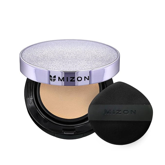 MIZON Vegan Collagen Cushion (15g/ 0.52 oz x 2 ea) Healthy and glowing look, Medium coverage compact with SPF38 PA++ Protection, Skincare and makeup INCLUDES REFILL (#21 Light Beige)-Velvo Beauty