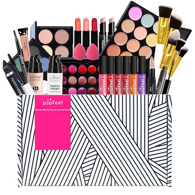 Multi-purpose Makeup Kit All-in-One Makeup Gift Set Colours Mix Eyeshadow Concealer Lip Gloss Pressed Powder and Powder Blusher Cosmetic Makeup Palette Set Kit #091-Velvo Beauty