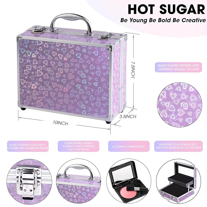 Hot Sugar Ultimate All-in-One Makeup Kit for Teen Girls, Basic Makeup Gift Set for Women - Create Stunning Looks with 52 Shades and Accessories (Purple Love)-Velvo Beauty