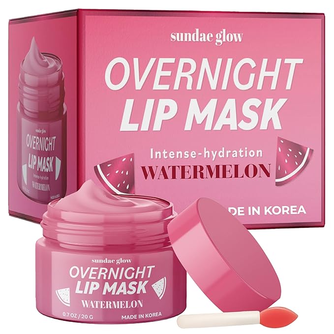 Watermelon Lip Mask - Dermatologist Tested, Anti-Aging, Korean Skin Care, Deep Hydration, Overnight Lip Repair - Vegan, Clean Beauty, 95% Natural, Cruelty-Free - 1 Pack-Velvo Beauty