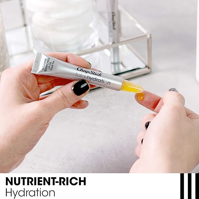 Chapstick Total Hydration VitaminEnriched Lip Oil Lip Care Oz, Non-Tinted, Peach Tea, 0.23 Ounce-Velvo Beauty