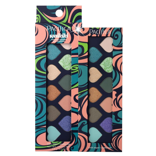 Pacifica Eyeshadow Palette – Waikiki Mineral Eyeshadow, Blendable Shimmer & Matte Shades w/Velvet Matte, Shimmer & Metallic, Cocoa Butter Infused, Talc-Free, Vegan & Cruelty-Free, 0.24 oz 10 Shades-Velvo Beauty